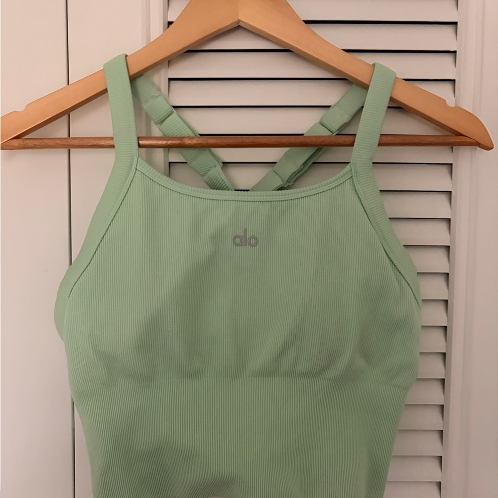 ALO Yoga Seamless Ribbed Favorite Bra Tank in Spearmint